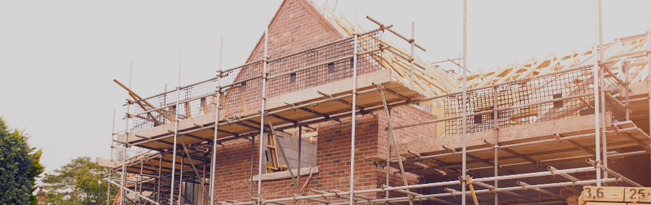 scaffolding in a residential construction site