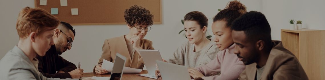 office workers in a team meeting