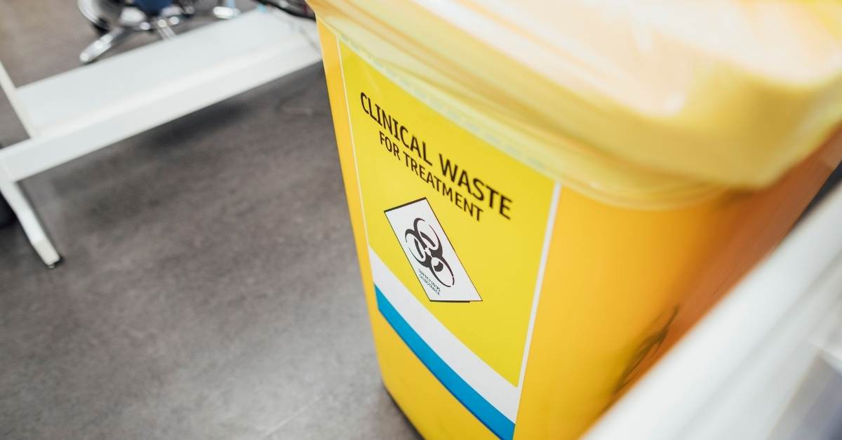 Yellow clinical waste bin