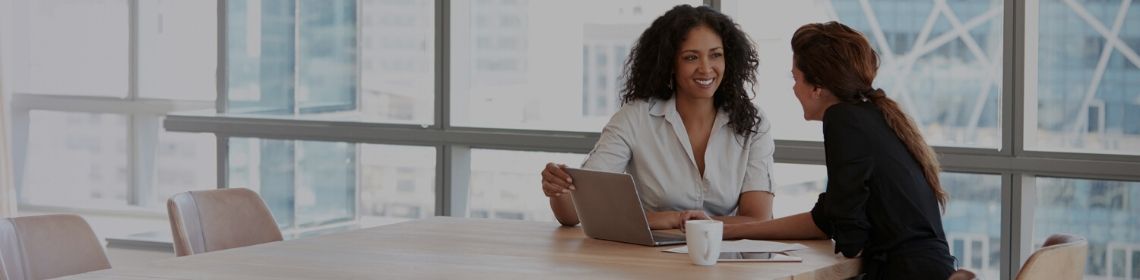 Two people having a work discussion